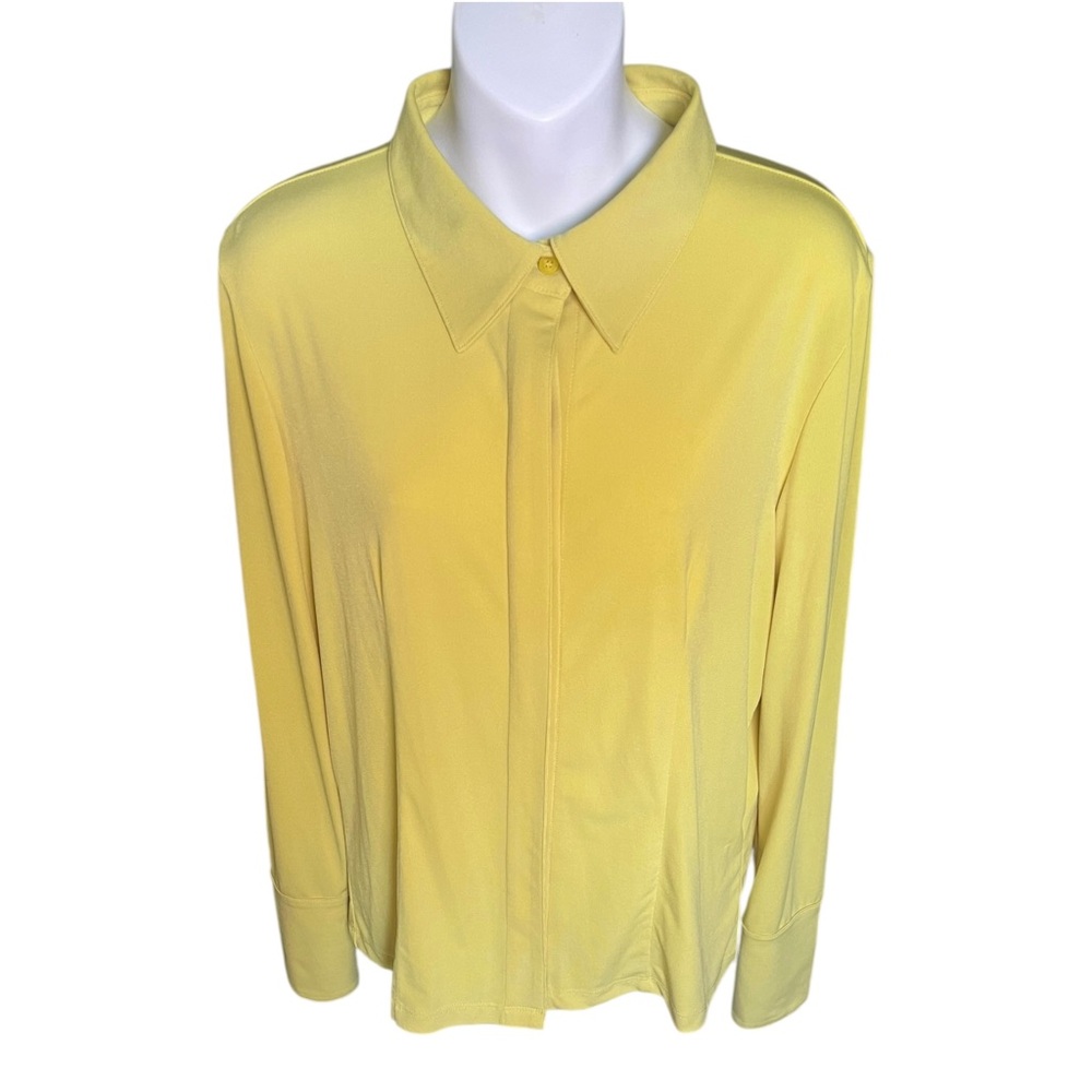 NEW Suzanne Somers Button Down Shirt Size Medium Lemon Lime NWT